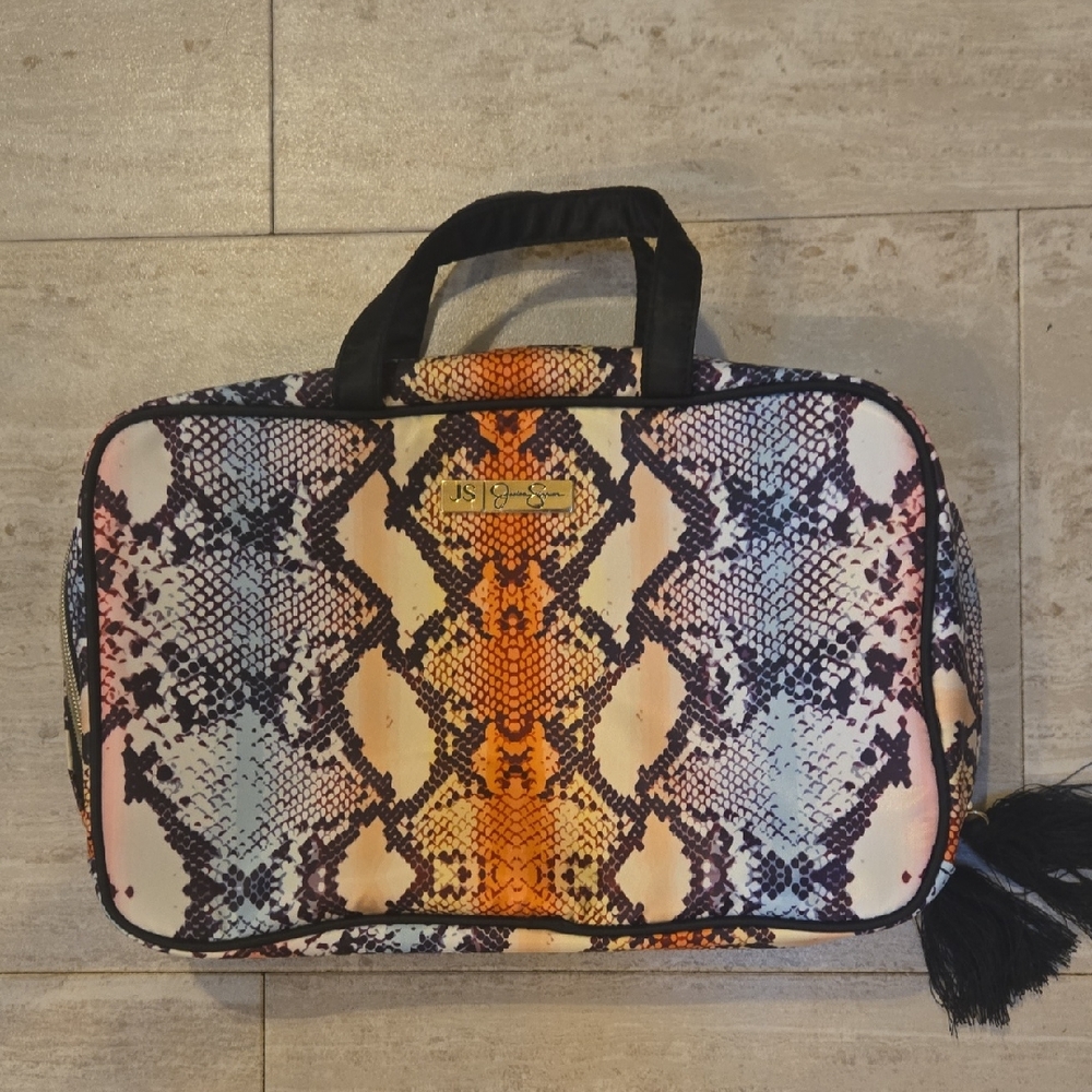 Jessica Simpson Snakeskin Print Zipper Travel Cosmetic Bag